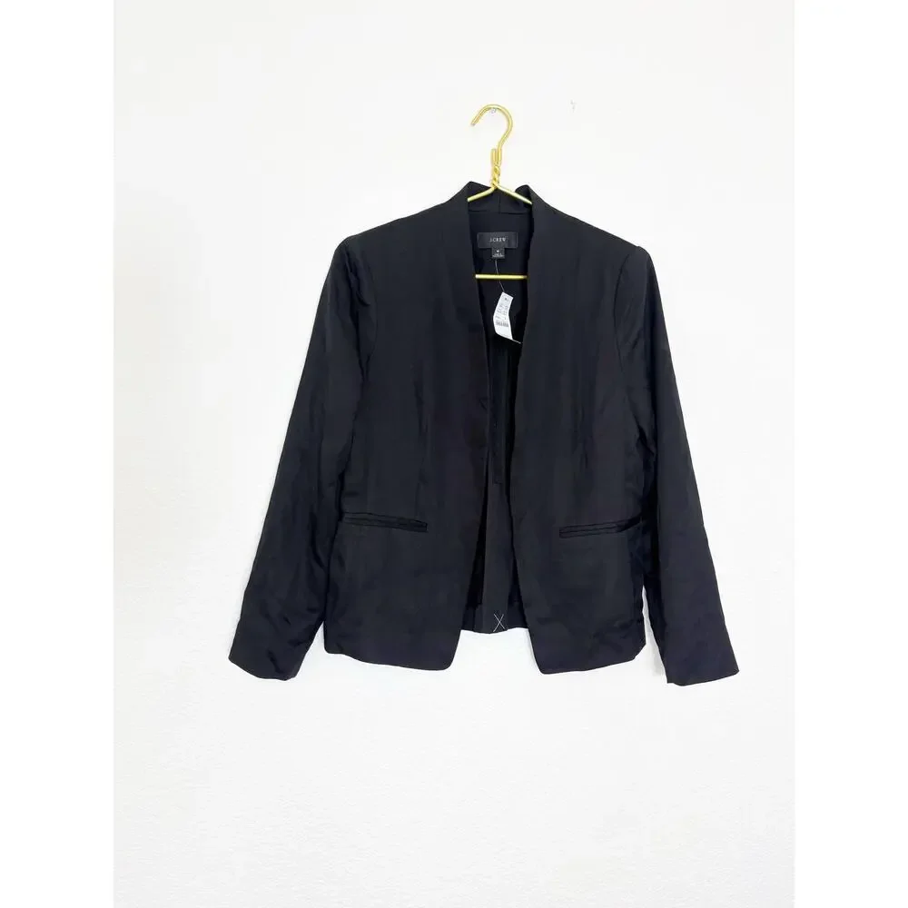 NWT J. Crew Going-Out Blazer Gramercy Twill Size 6 Black Workwear Open Preppy